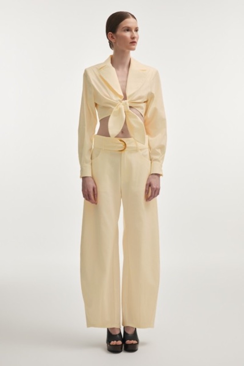 PURE BARREL TROUSERS BUTTER YELLOW BELT DETAILS