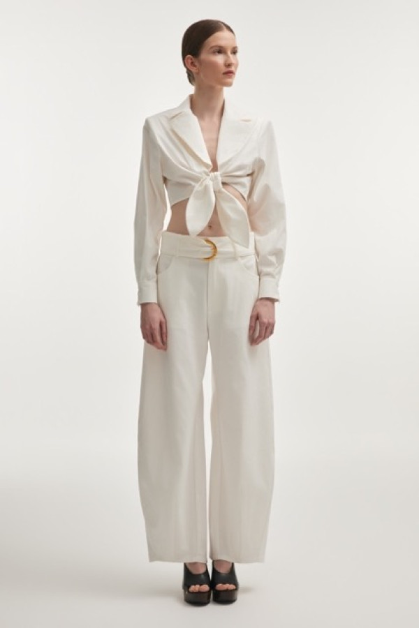PURE BARREL TROUSERS WHITE BELT DETAILS