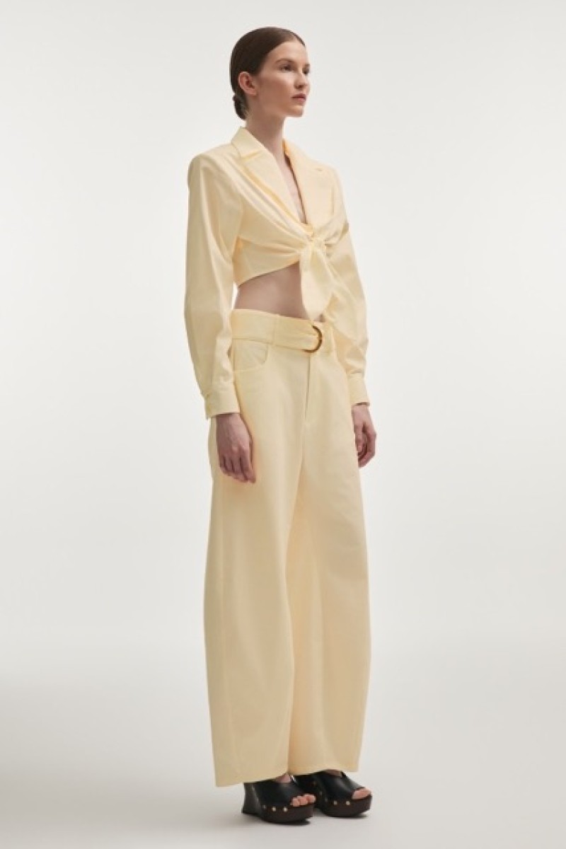 PURE BARREL TROUSERS BUTTER YELLOW BELT DETAILS