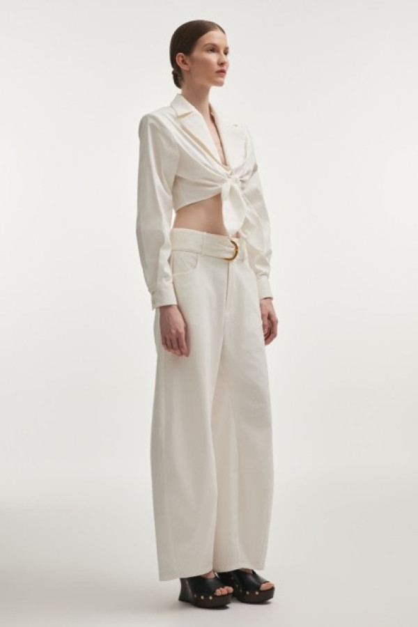 PURE BARREL TROUSERS WHITE BELT DETAILS