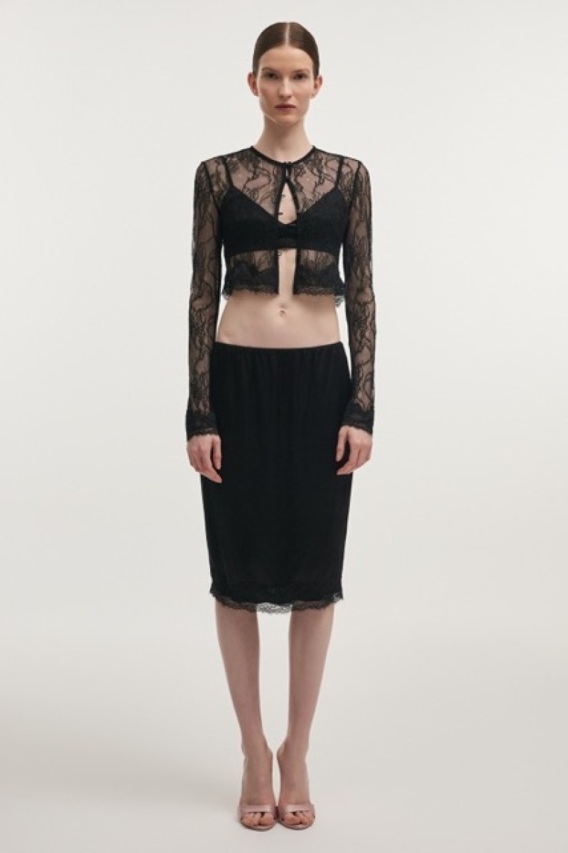 NAIA MIDI SKIRT BLACK