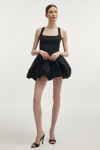 HIBISCUS BUBBLE MINI POPLIN DRESS BLACK