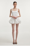 HIBISCUS BUBBLE MINI POPLIN DRESS WHITE