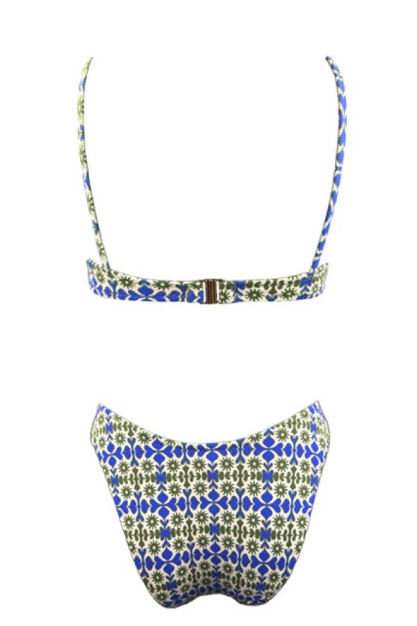 SOLAR WAVE RUCHED FLORAL BIKINI