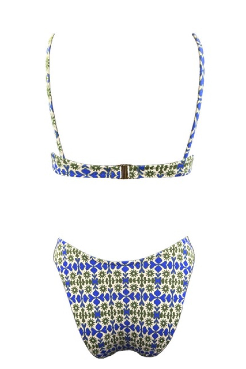 SOLAR WAVE RUCHED FLORAL BIKINI
